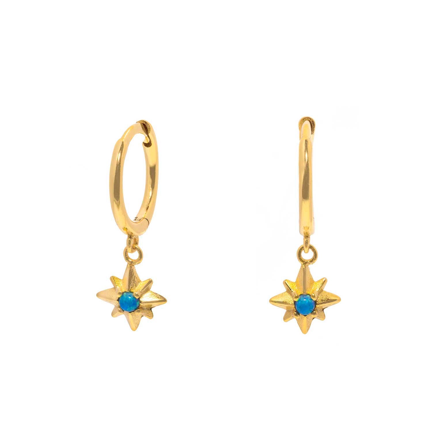 Duo Jewellery Earrings Yellow Gold Opalite Star Drop Earrings