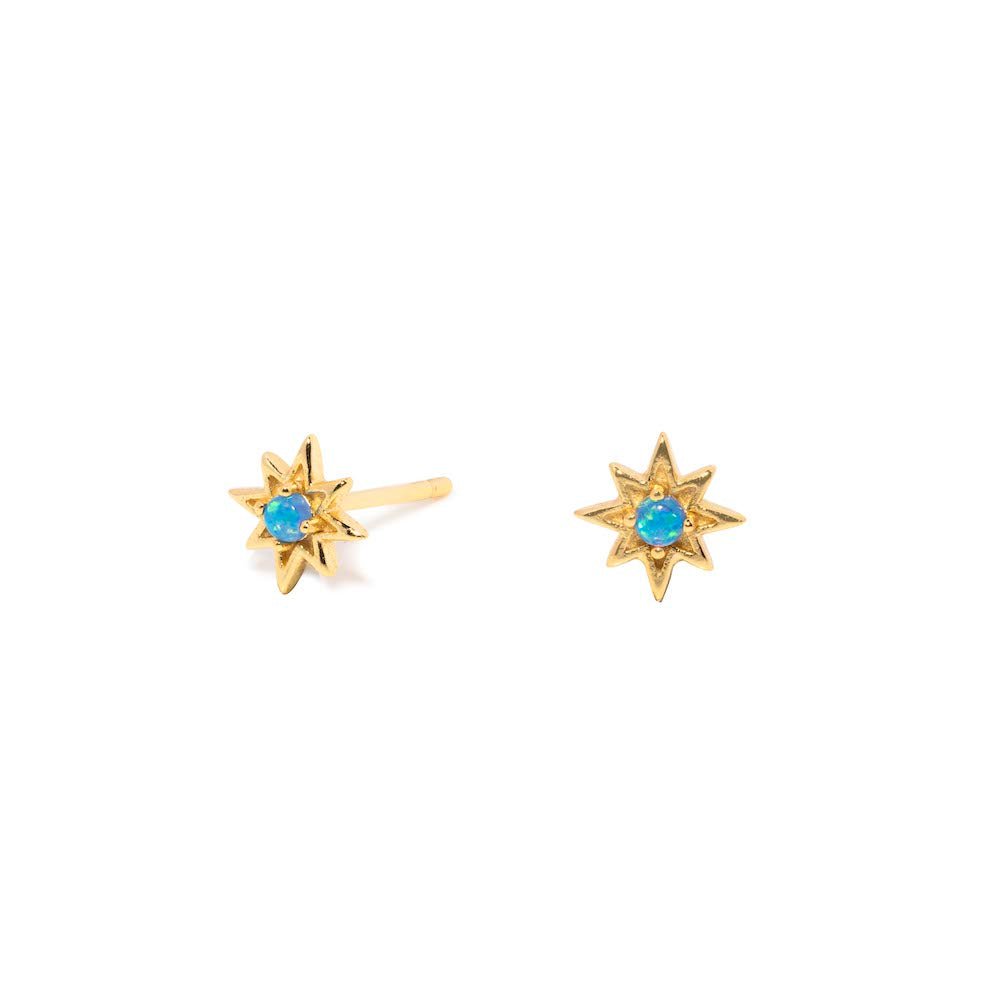 Duo Jewellery Earrings Yellow Gold Opalite Star Stud Earrings