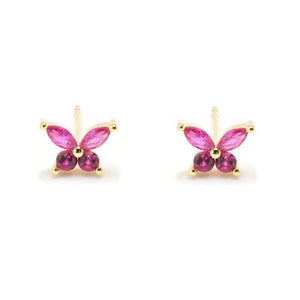 Duo Jewellery Earrings Yellow Gold / Pink Duo Butterfly Stud Earrings