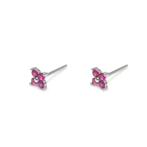 Duo Jewellery Earrings Yellow Gold / Pink Four Stone Flower Stud Earrings