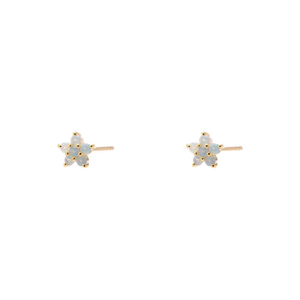Duo Jewellery Earrings Yellow Gold / Pink Duo Flower Stone Stud Earrings