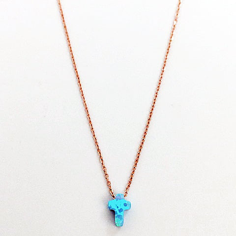 Duo Jewellery Necklaces Duo Intersecting Small Opalite Cross Necklace