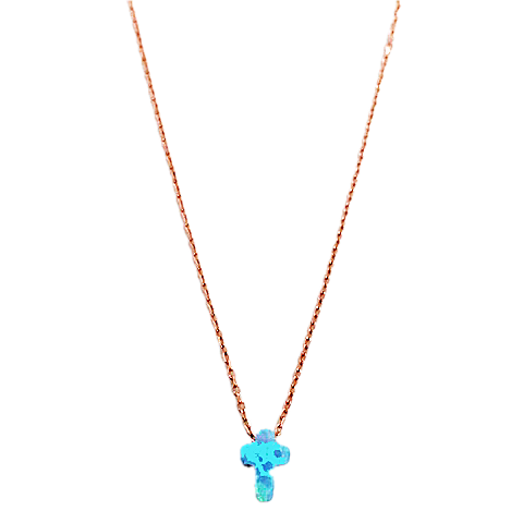 Duo Jewellery Necklaces Duo Intersecting Small Opalite Cross Necklace
