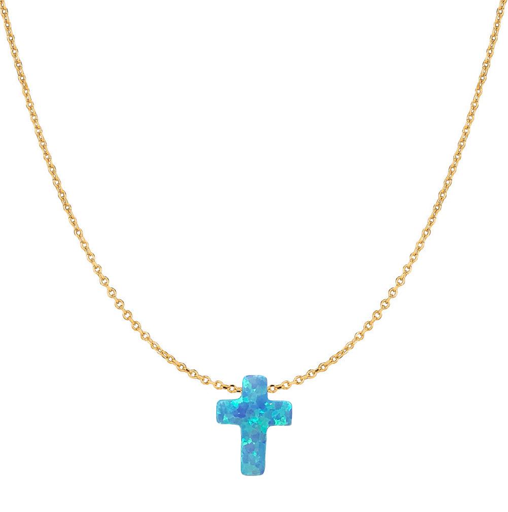 Duo Jewellery Necklaces Duo Silver Cross Opalite Necklace