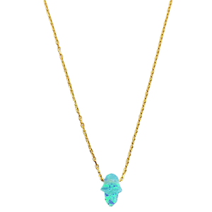 Duo Jewellery Necklaces Gold Duo Jewellery Opalite Baby Hamsa Necklace