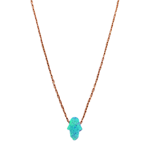 Duo Jewellery Necklaces Rose Gold Duo Jewellery Opalite Baby Hamsa Necklace