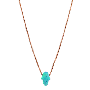 Duo Jewellery Necklaces Rose Gold Duo Jewellery Opalite Baby Hamsa Necklace