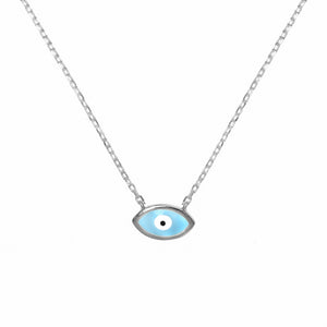 Duo Jewellery Necklaces Silver / Aqua Enamel Evil Eye Necklace