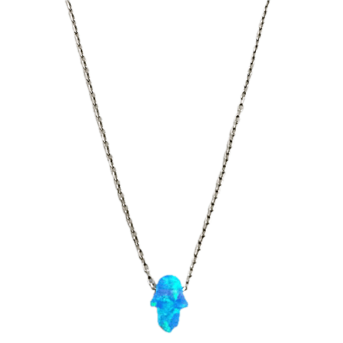 Duo Jewellery Necklaces Silver Duo Jewellery Opalite Baby Hamsa Necklace