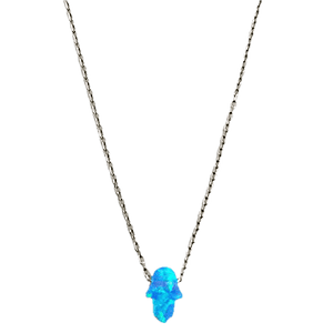 Duo Jewellery Necklaces Silver Duo Jewellery Opalite Baby Hamsa Necklace