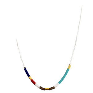 Duo Jewellery Necklaces Silver Duo multi colour bead necklace