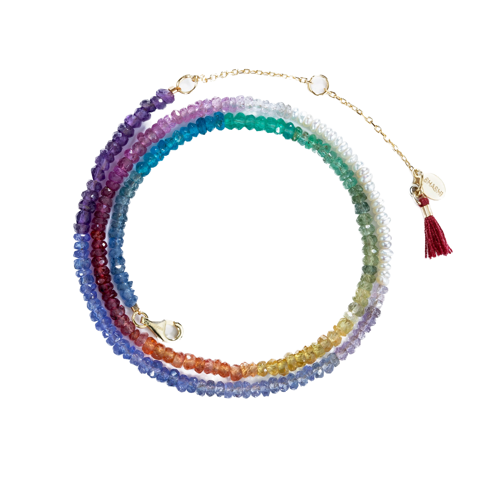 Duo Jewellery Necklaces Yellow Gold Aisha Rainbow Pearl Necklace