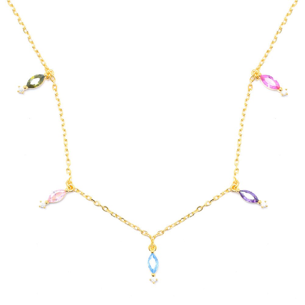 Duo Jewellery Necklaces Yellow Gold Duo Drop Marquise Stone Necklace