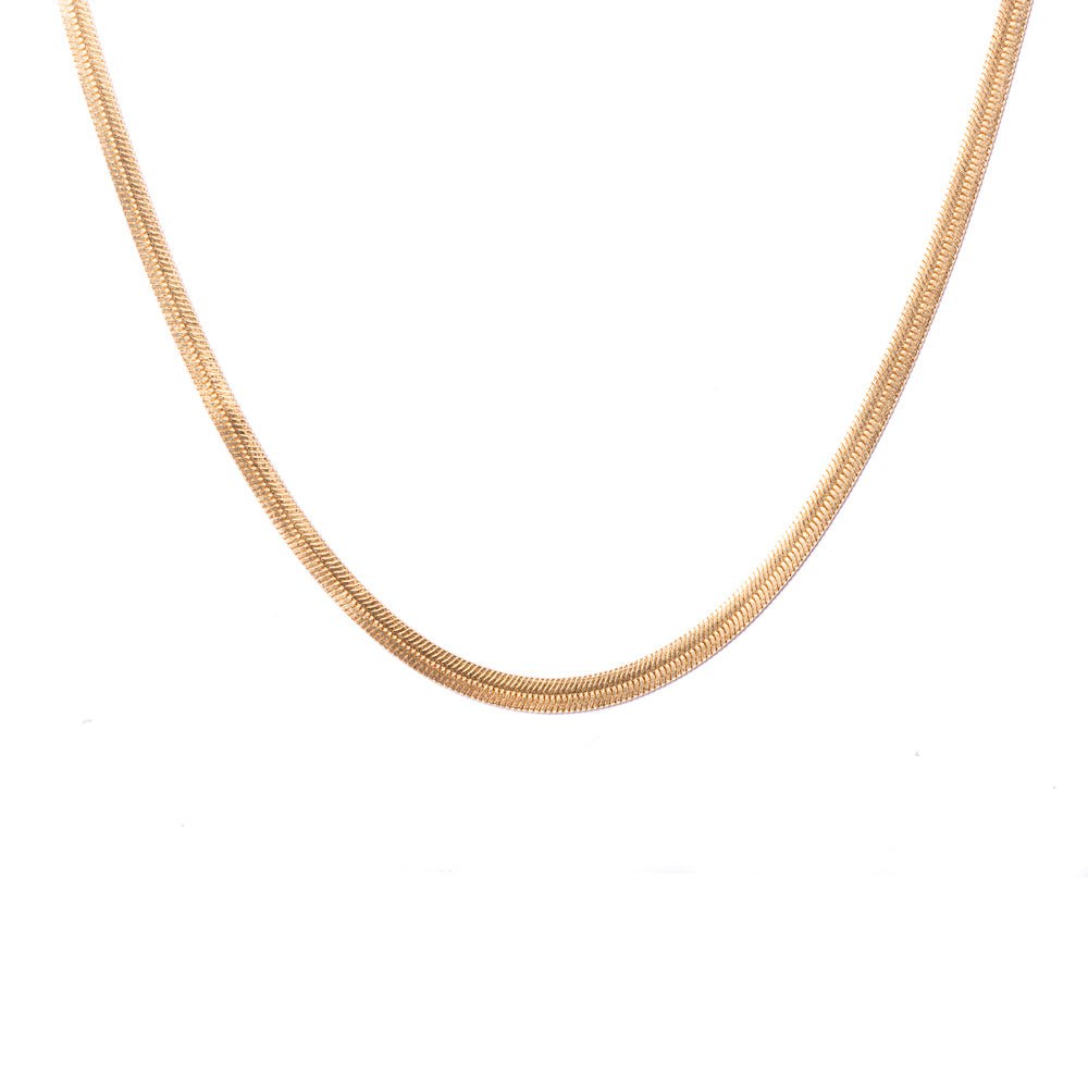Duo Jewellery Necklaces Yellow Gold Duo flat snake chain necklace