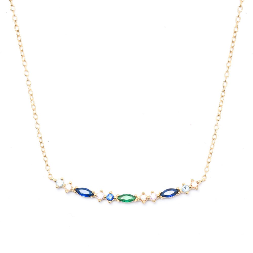 Duo Jewellery Necklaces Yellow Gold Duo Multi Stone Bar Necklace