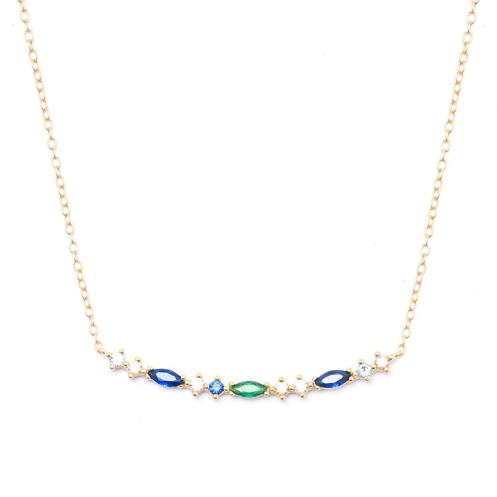 Duo Jewellery Necklaces Yellow Gold Duo Multi Stone Bar Necklace