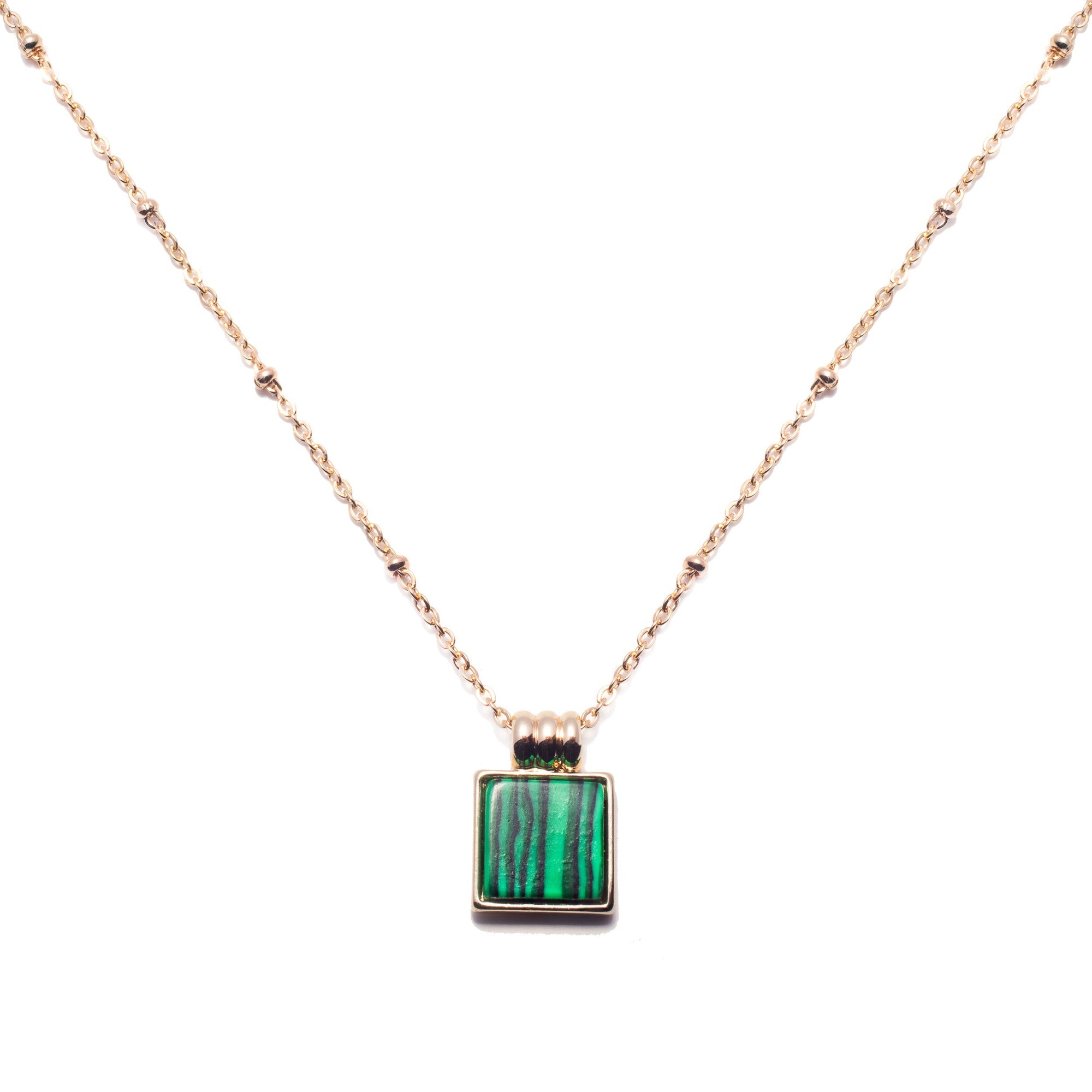 Duo Jewellery Necklaces Yellow Gold Duo Square Malachite Necklace