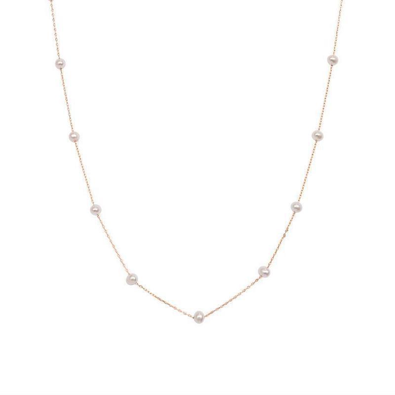 Duo Jewellery Necklaces Yellow Gold Duo thread through pearl necklace