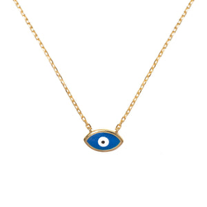Duo Jewellery Necklaces Yellow Gold / Navy Enamel Evil Eye Necklace