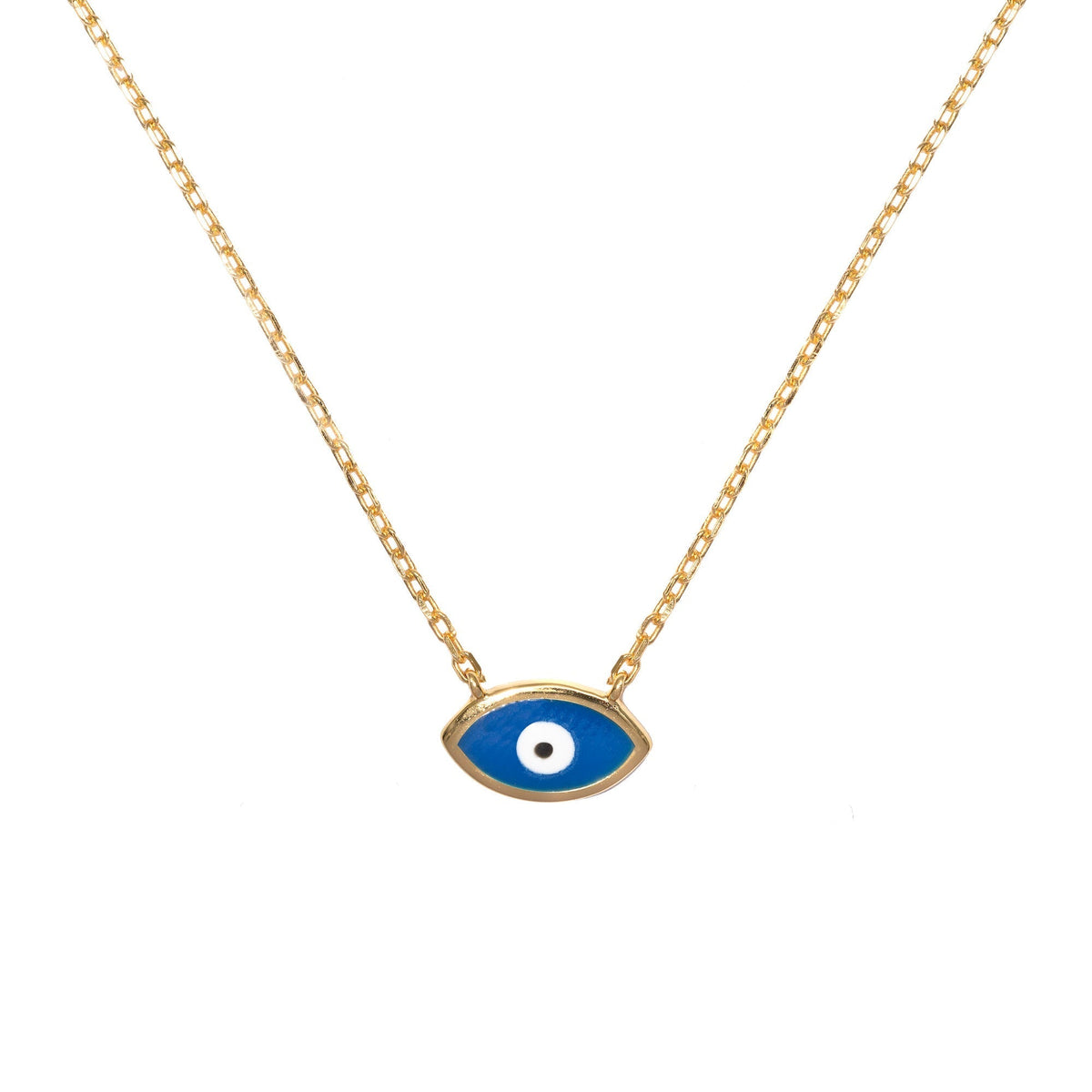 Duo Jewellery Necklaces Yellow Gold / Navy Enamel Evil Eye Necklace