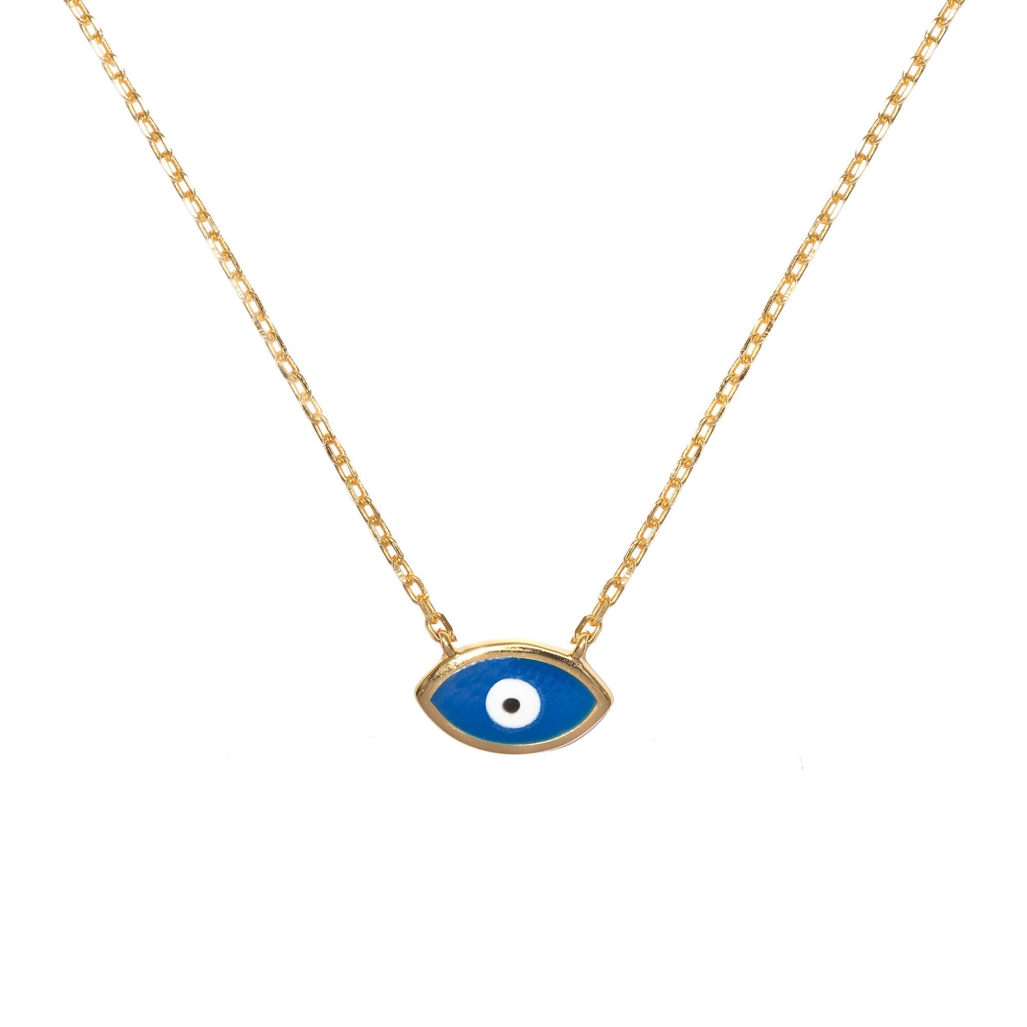 Duo Jewellery Necklaces Yellow Gold / Navy Enamel Evil Eye Necklace