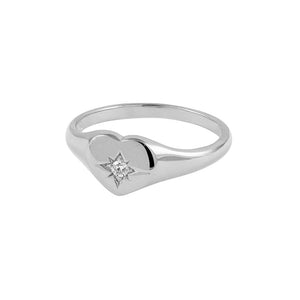 Duo Jewellery Rings Silver / 6 Duo Love Heart Signet Ring