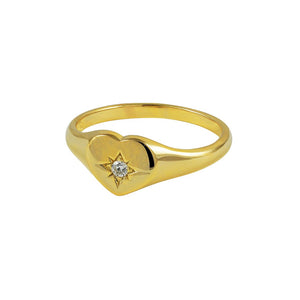 Duo Jewellery Rings Yellow Gold / 6 Duo Love Heart Signet Ring