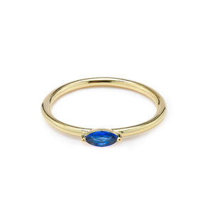 Duo Jewellery Rings Yellow Gold / Blue / 6 Duo Single Marquise Stone Ring
