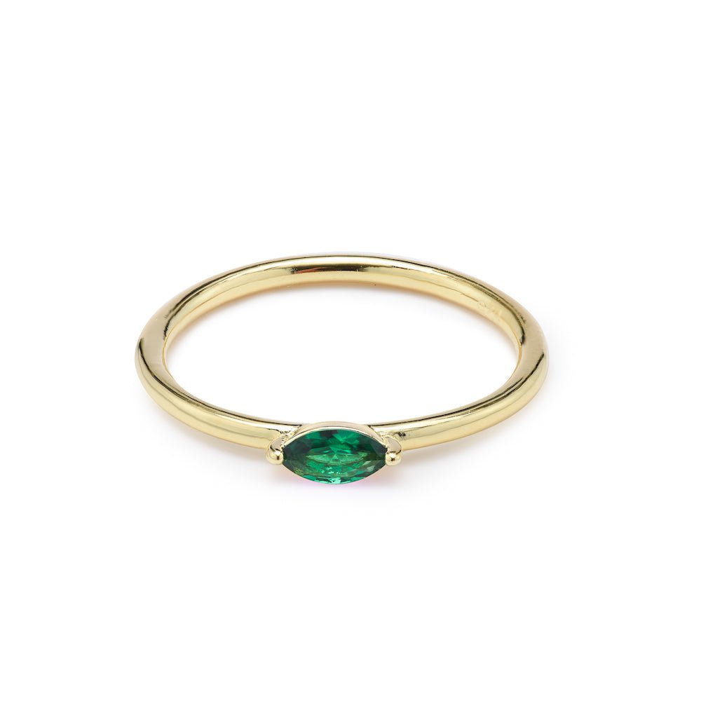 Duo Jewellery Rings Yellow Gold / Green / 6 Duo Single Marquise Stone Ring