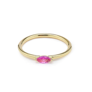 Duo Jewellery Rings Yellow Gold / Pink / 6 Duo Single Marquise Stone Ring