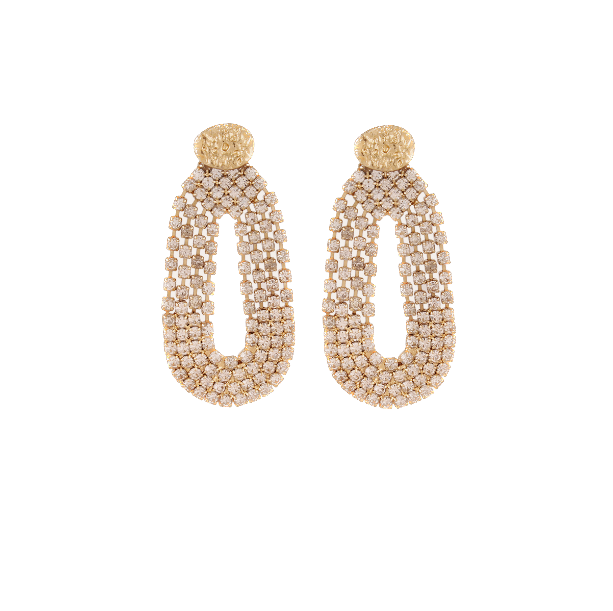 Duo Jewellery Yellow Gold Trevise Strass Gold Earrings