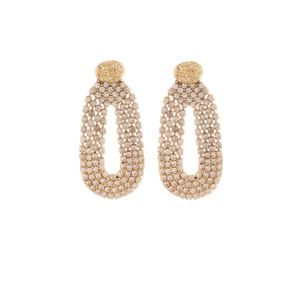 Duo Jewellery Yellow Gold Trevise Strass Gold Earrings