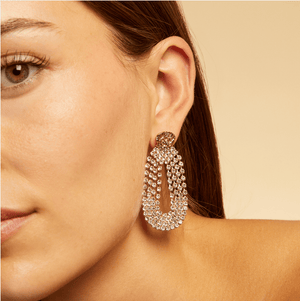 Duo Jewellery Yellow Gold Trevise Strass Gold Earrings