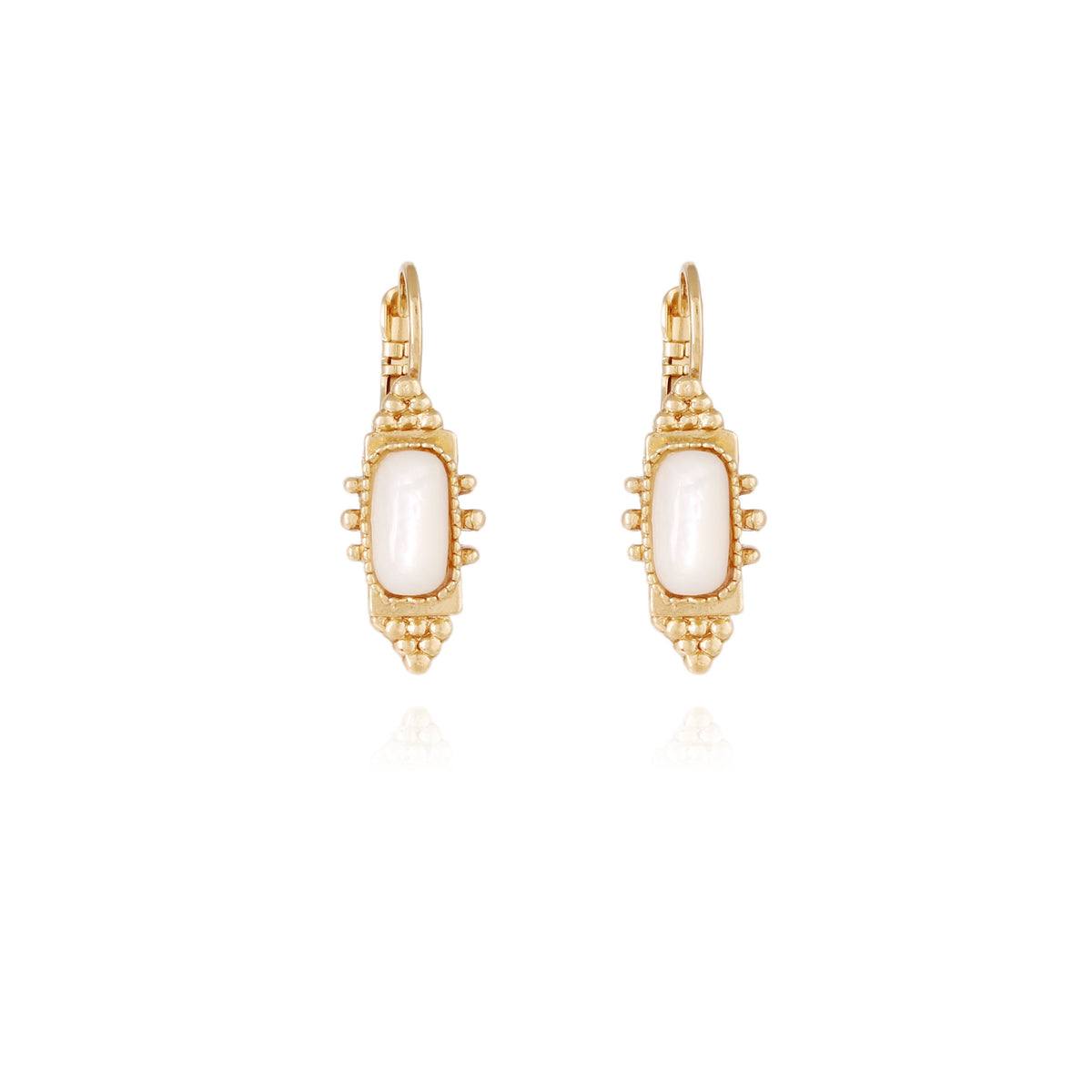 Gas bijoux Earrings Serti Talisman Pearl Drop 