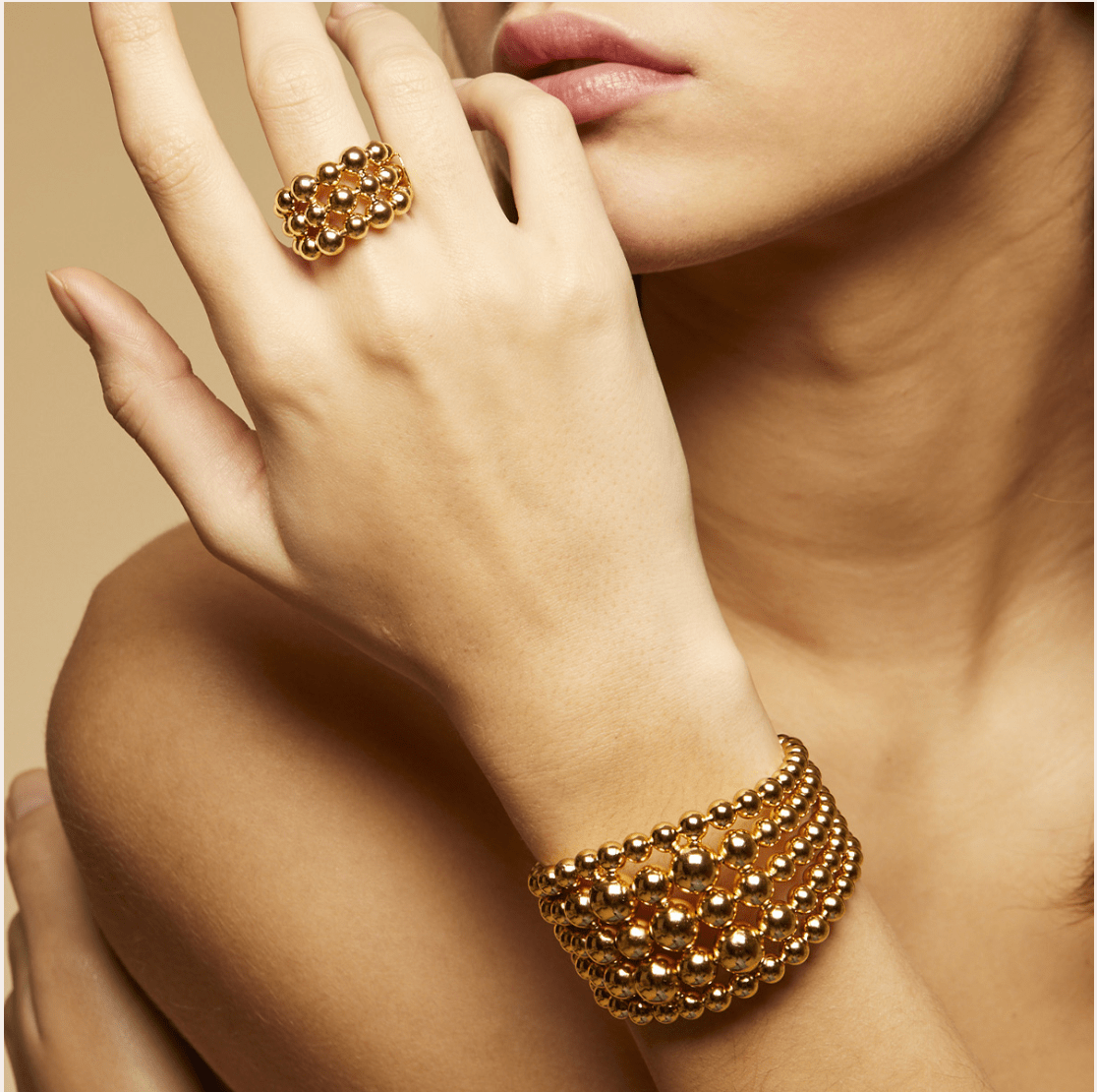 Gas Bracelets Yellow Gold Gas Multiperla Bangle