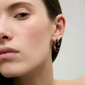 Gas Earrings Gas Bijoux Bambou enamel hoop earrings