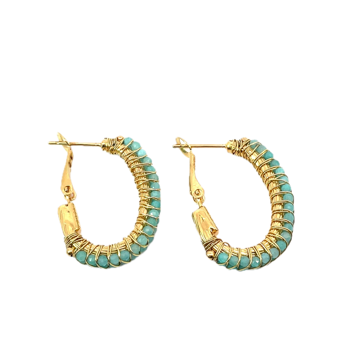 Gas Earrings Gas Bijoux Lyre hoop earrings - Green Quartz