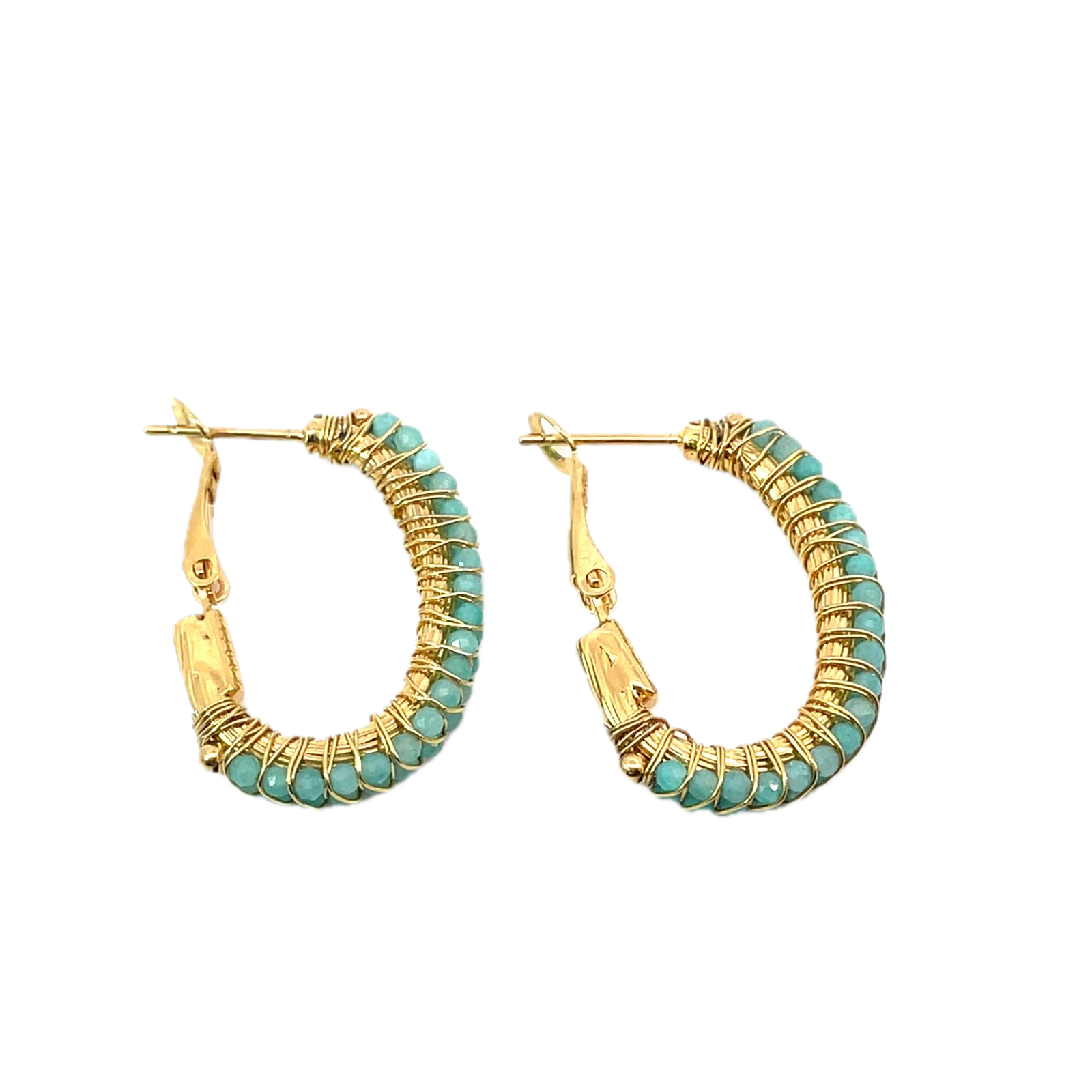 Gas Earrings Gas Bijoux Lyre hoop earrings - Green Quartz