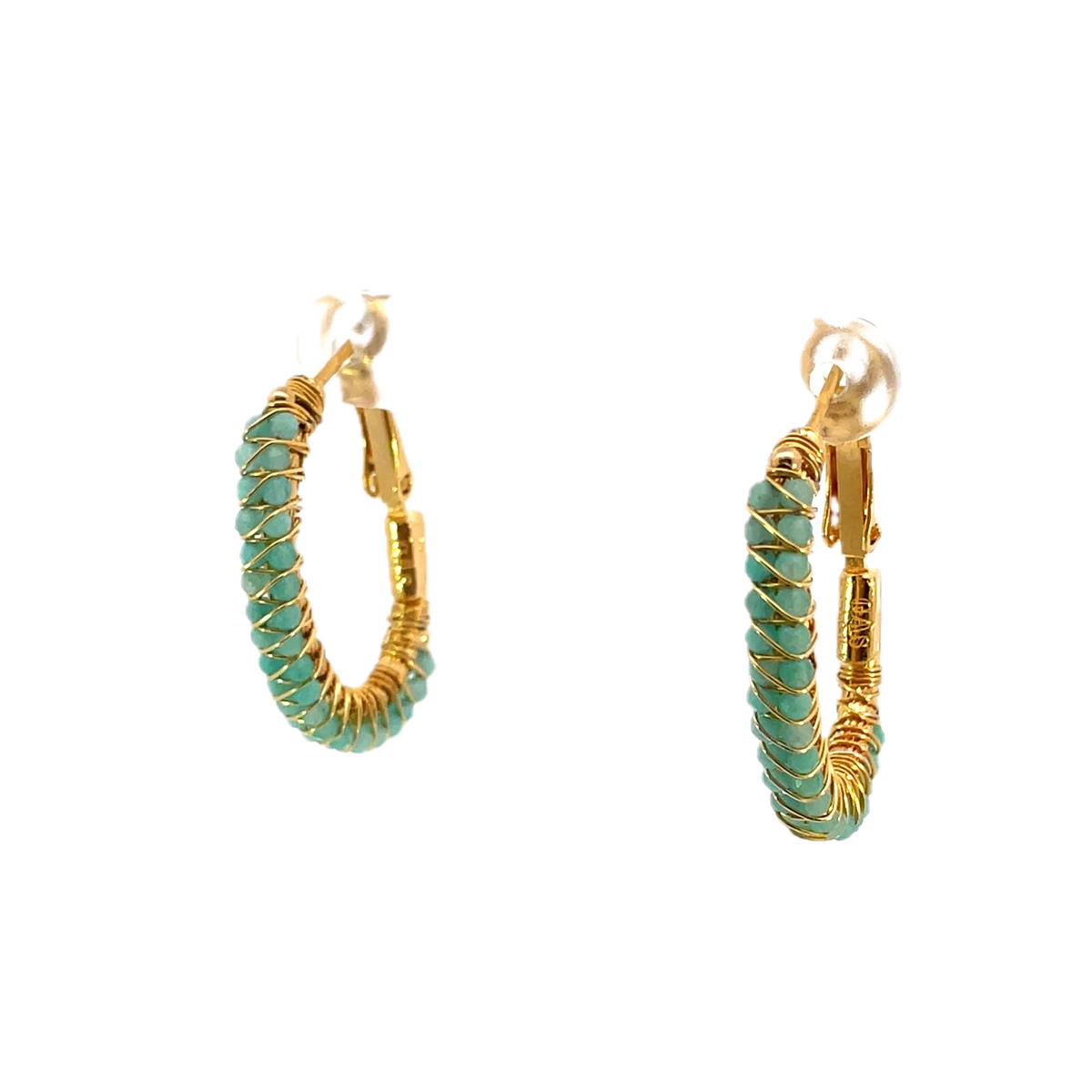 Gas Earrings Gas Bijoux Lyre hoop earrings - Green Quartz