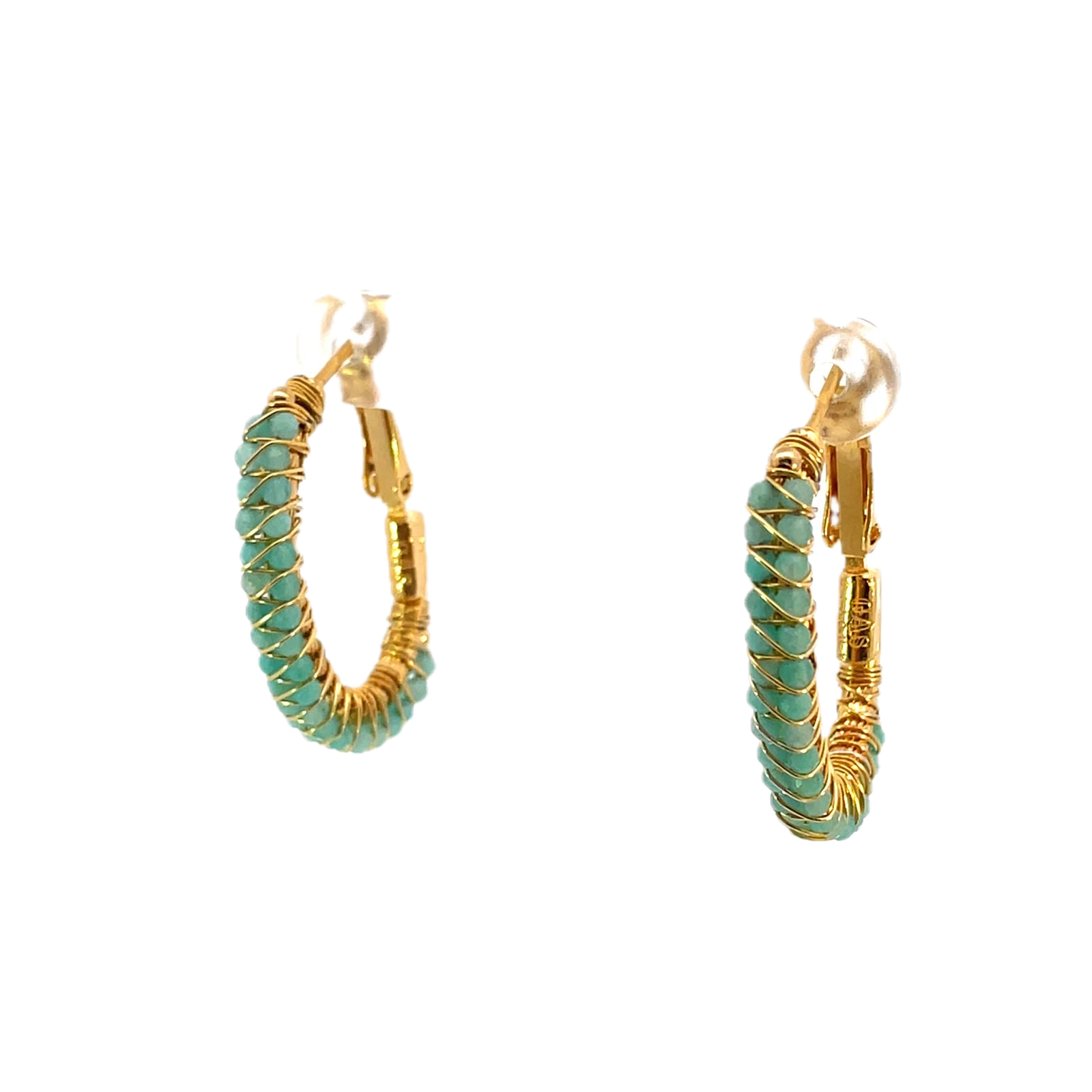Gas Earrings Gas Bijoux Lyre hoop earrings - Green Quartz