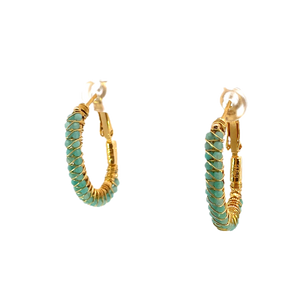 Gas Earrings Gas Bijoux Lyre hoop earrings - Green Quartz