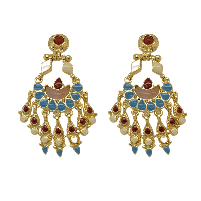 Gas Earrings Yellow Gold / Red Musa Enamel Earrings