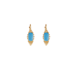 Gas Earrings Yellow Gold / Aqua Serti Talisman Small Turquoise Earrings
