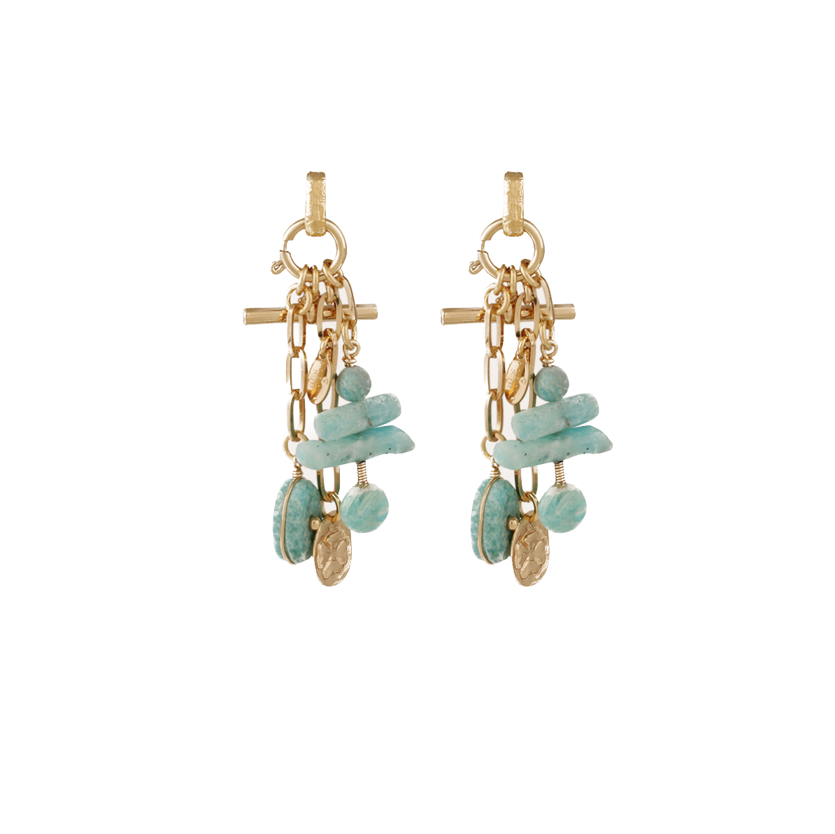 Gas Earrings Yellow Gold / Aqua Sueno Amazonite Earrings