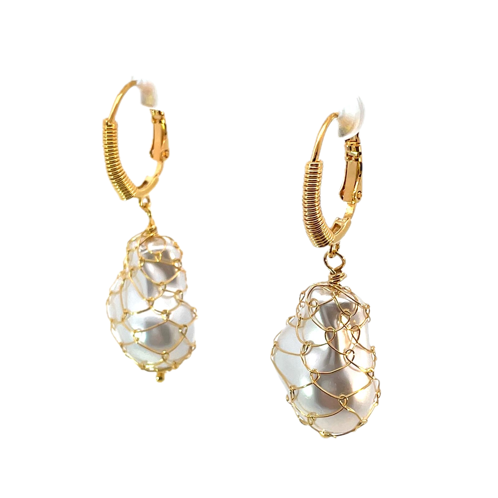 Gas Earrings Yellow Gold Gas Bijoux Tao Biwa Earrings