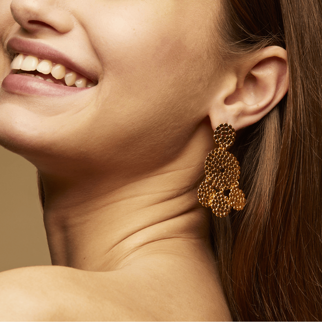 Gas Earrings Yellow Gold Gas Lucky Sequin Earrings