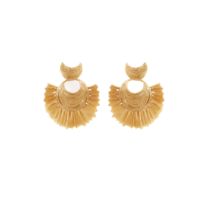 Gas Earrings Yellow Gold Luna wave Raphia Mini Earrings