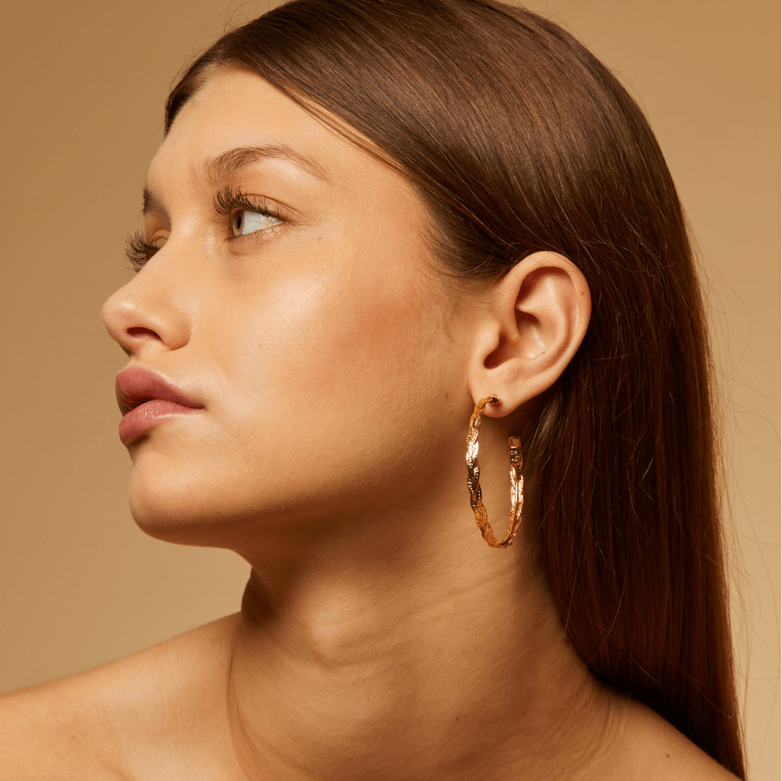 Gas Earrings Yellow Gold / Small Gas Tresse Hoop Earrings