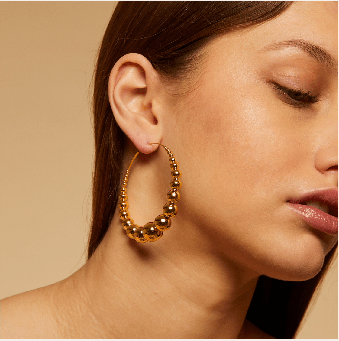 Gas Bijoux Multiperla Gold Hoop Earrings Duo Jewellery