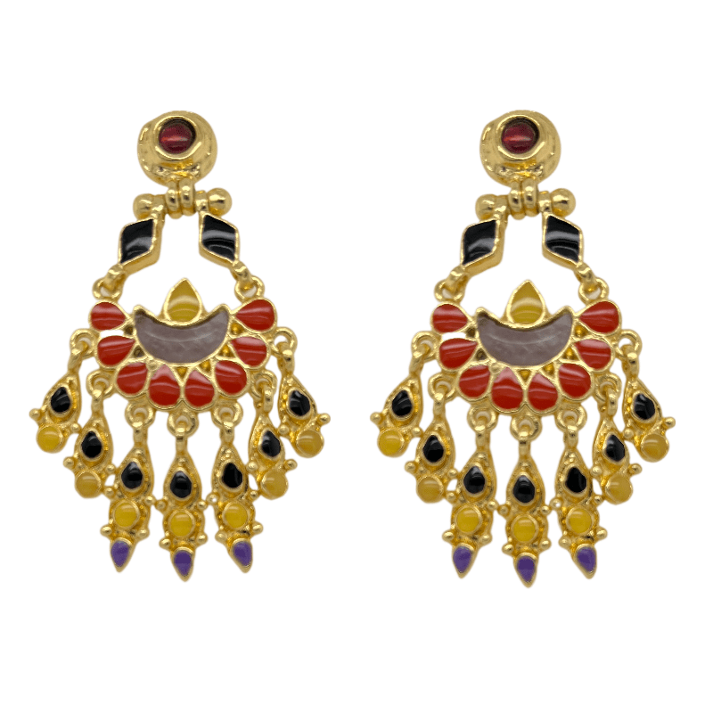 Gas Earrings Yellow Gold / Red Musa Enamel Earrings